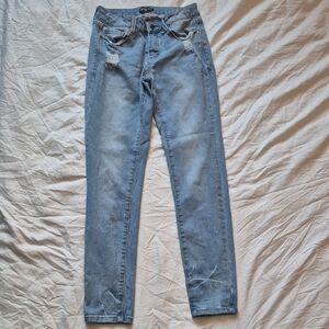 Bebe Light Blue Denim Jeans with Gold Button